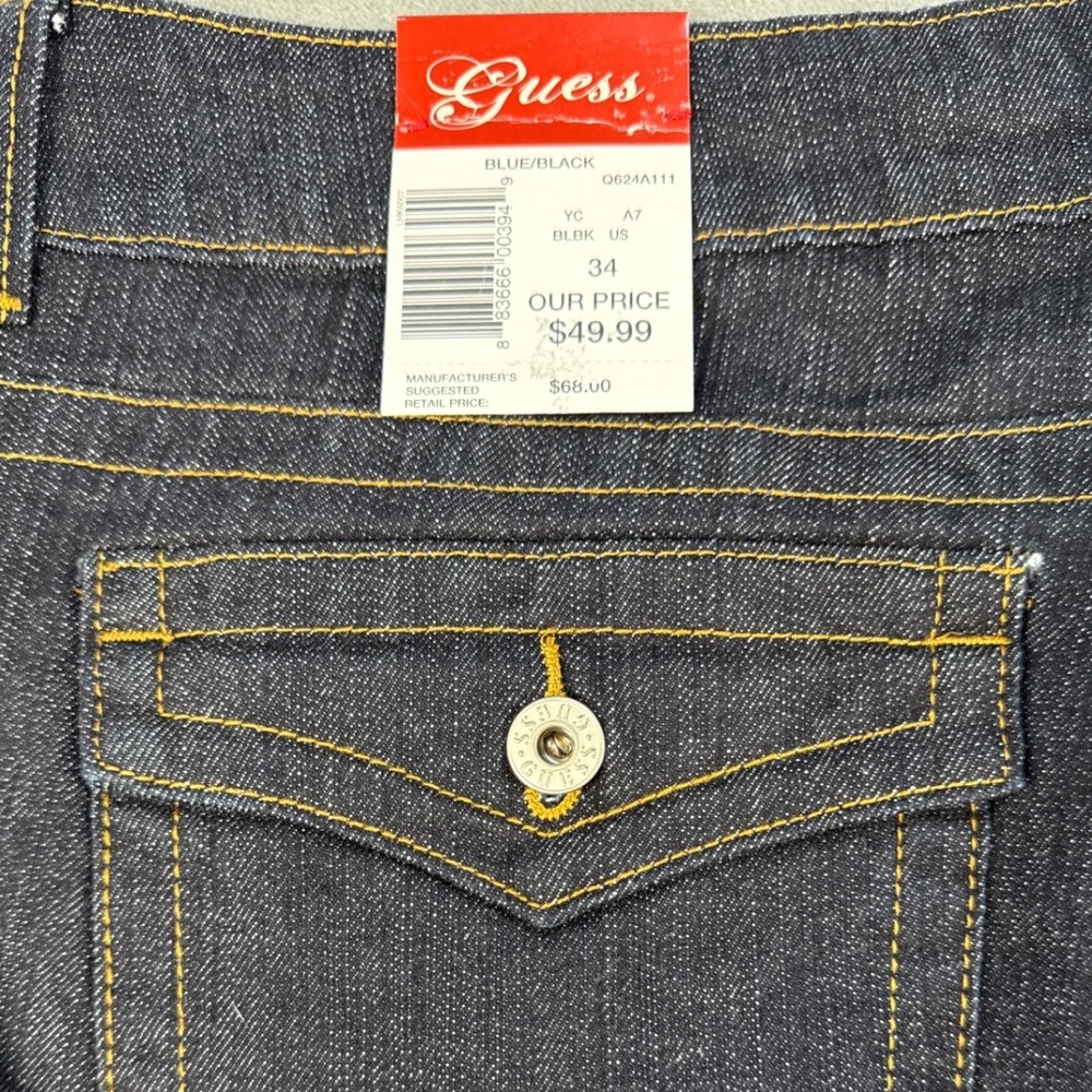 Guess Jeans Dorothy Bootcut Dark Wash Denim Low Rise Blue Black Size 34 - Picture 8 of 8